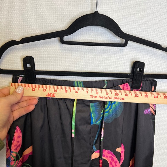 Soma Tropical Bird Orchid Satin Wide Leg Lounge Pajama Pants Black Small - Picture 6 of 7